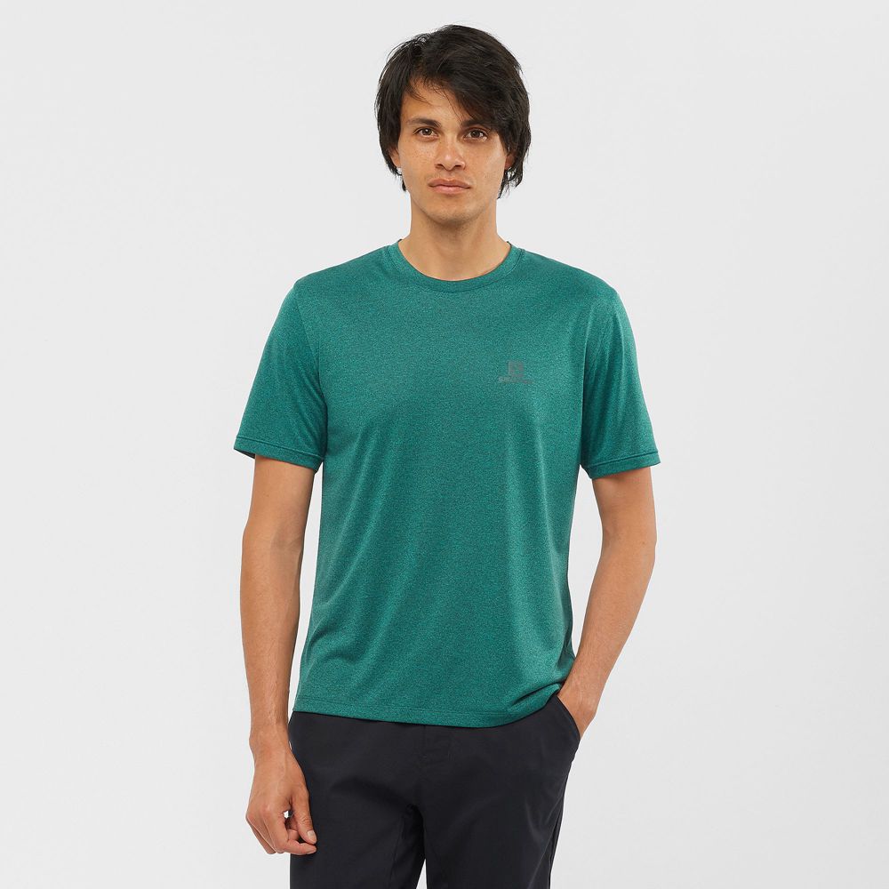 Salomon EXPLORE M - Mens Short Sleeve T-Shirt - Green - NZ (46918-JBDA)